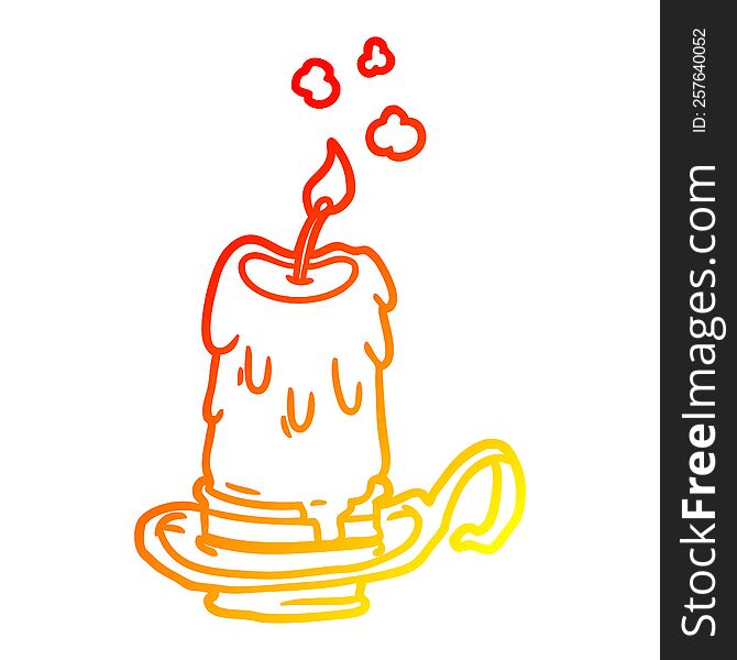 Warm Gradient Line Drawing Old Spooky Candle In Candleholder