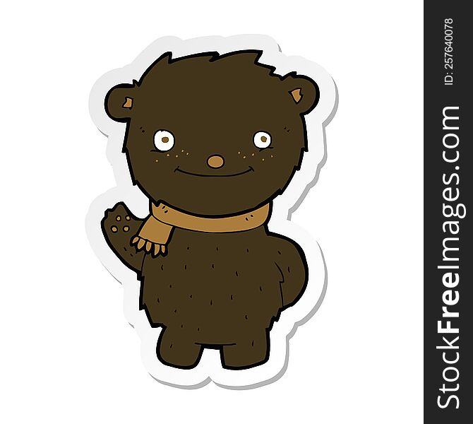 Sticker Of A Cartoon Cute Black Bear