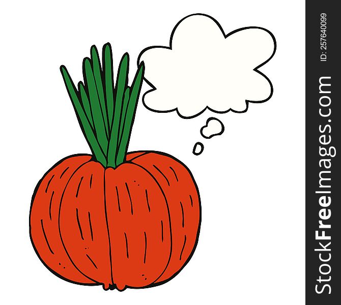Cartoon Vegetable And Thought Bubble