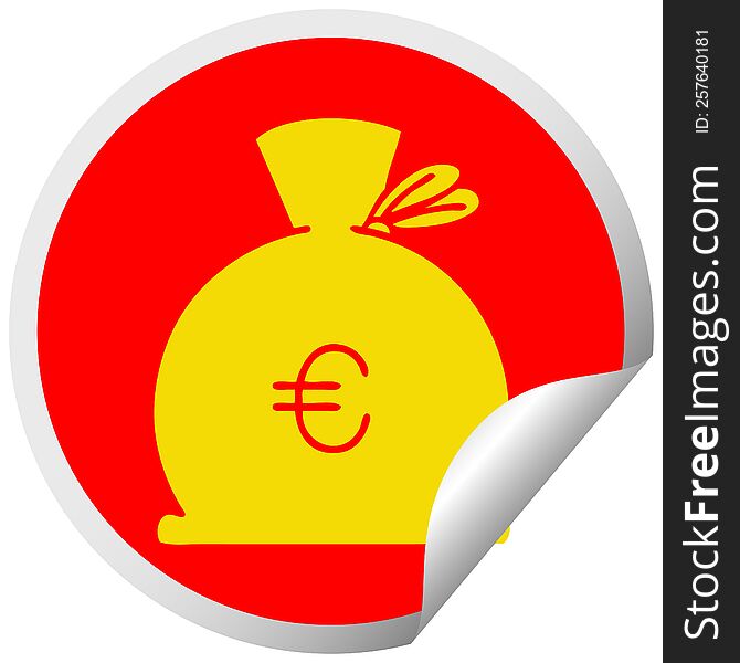 Circular Peeling Sticker Cartoon Bag Of Money