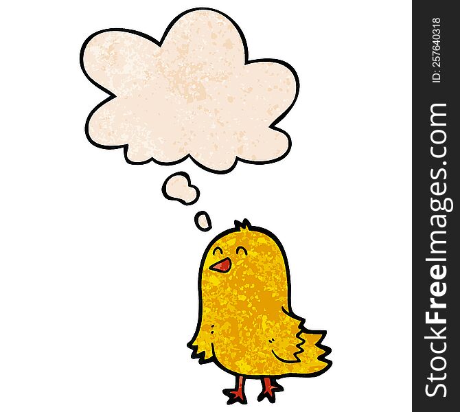 cartoon bird with thought bubble in grunge texture style. cartoon bird with thought bubble in grunge texture style