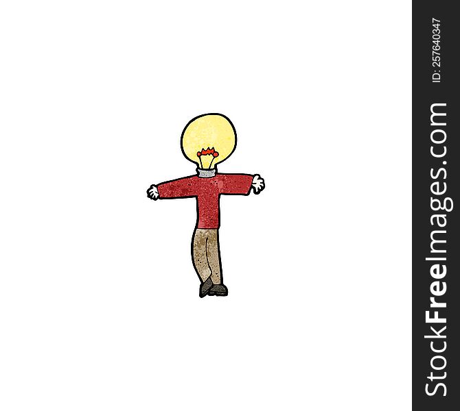 cartoon man with light bulb for head