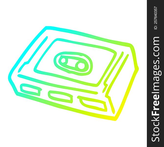 cold gradient line drawing of a cartoon retro tape cassette