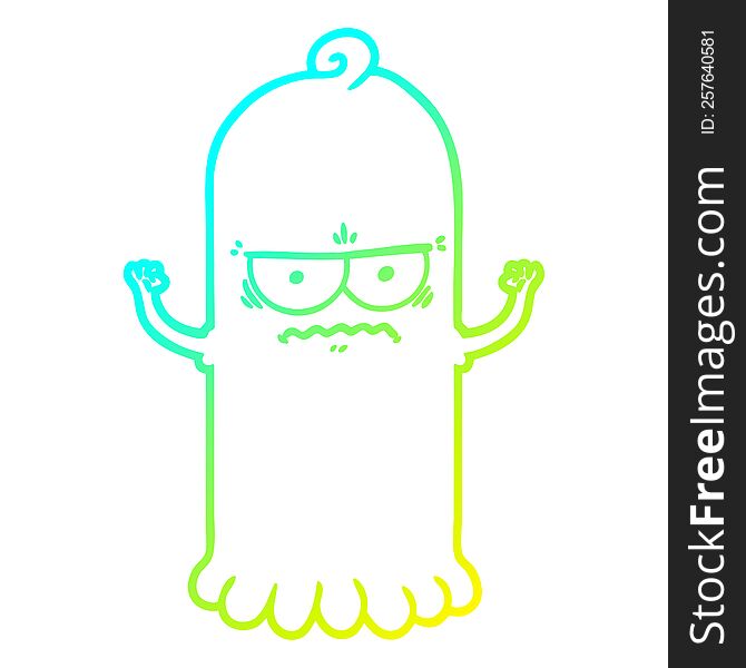 Cold Gradient Line Drawing Cartoon Ghost