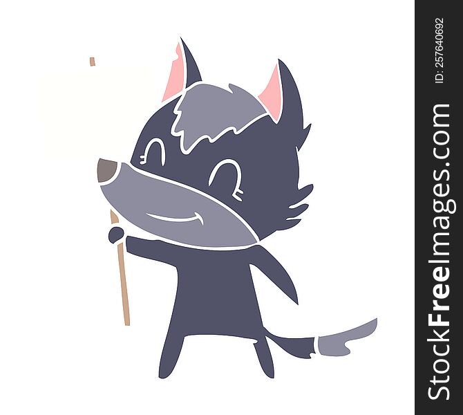 Friendly Flat Color Style Cartoon Wolf