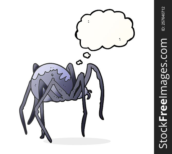 freehand drawn thought bubble cartoon creepy spider