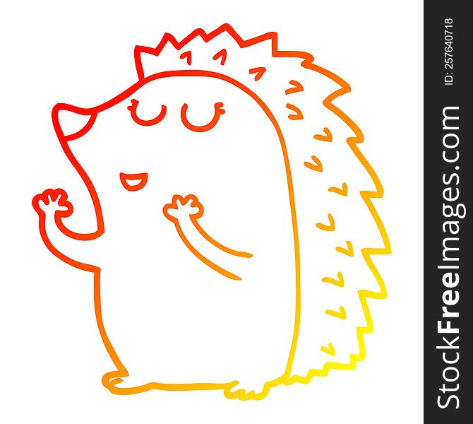Warm Gradient Line Drawing Cartoon Hedgehog