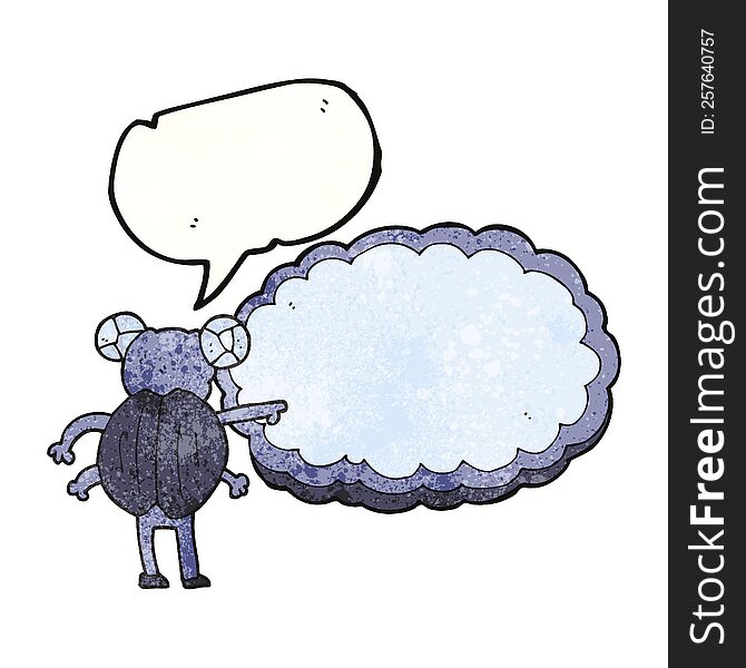 Speech Bubble Textured Cartoon Pointing Insect