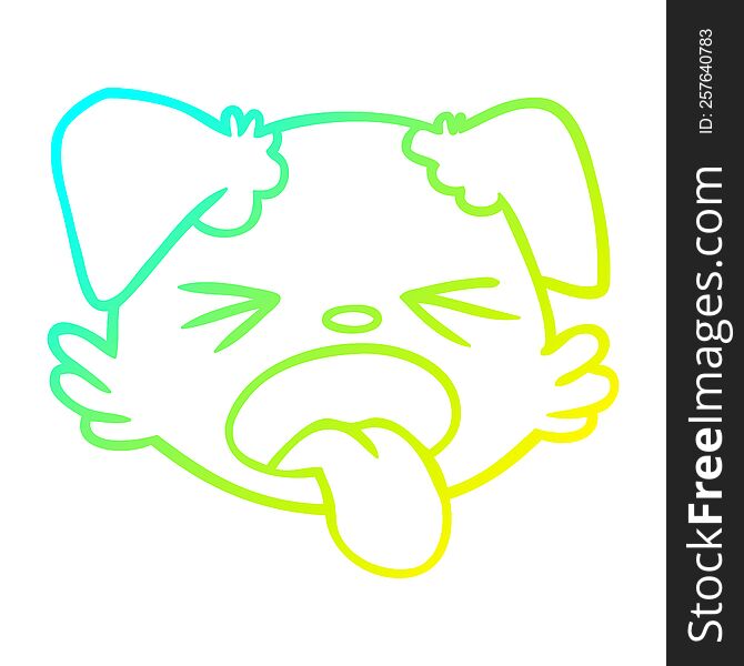 cold gradient line drawing of a cartoon dog face