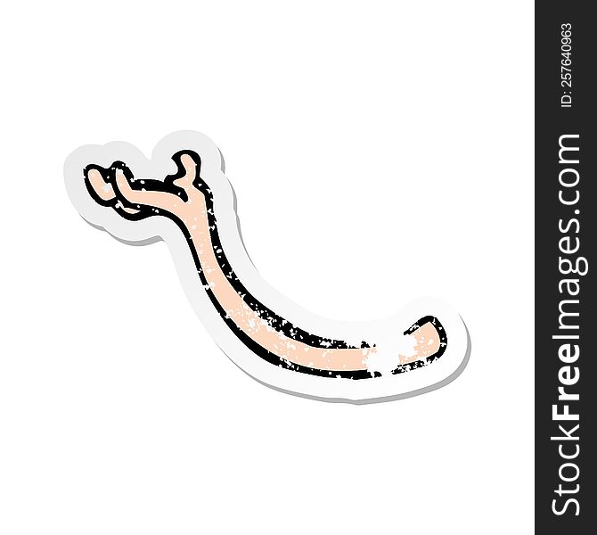 Retro Distressed Sticker Of A Cartoon Arm Holding Up