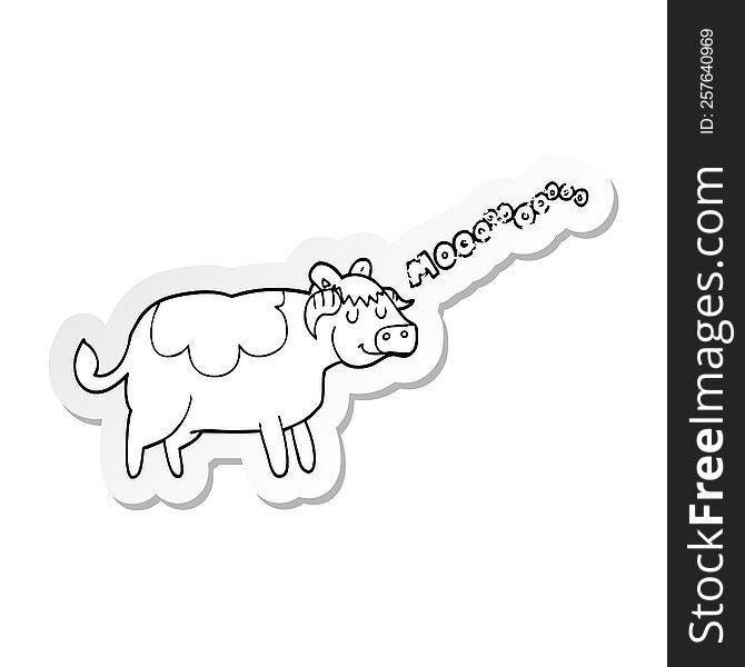 Distressed Sticker Of A Cartoon Cow