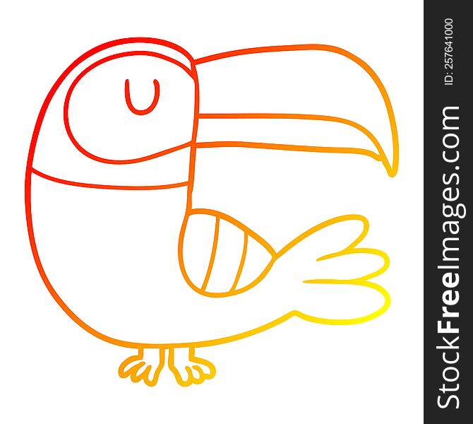 Warm Gradient Line Drawing Cartoon Toucan