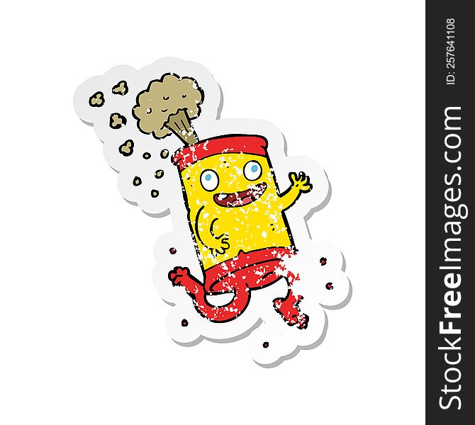 Retro Distressed Sticker Of A Cartoon Crazy Soda Can