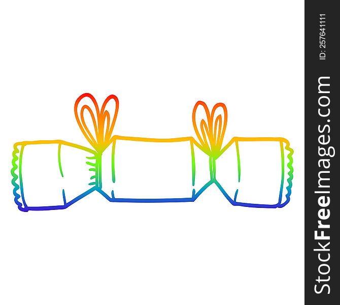 Rainbow Gradient Line Drawing Cartoon Christmas Cracker