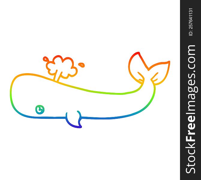 rainbow gradient line drawing of a cartoon whale