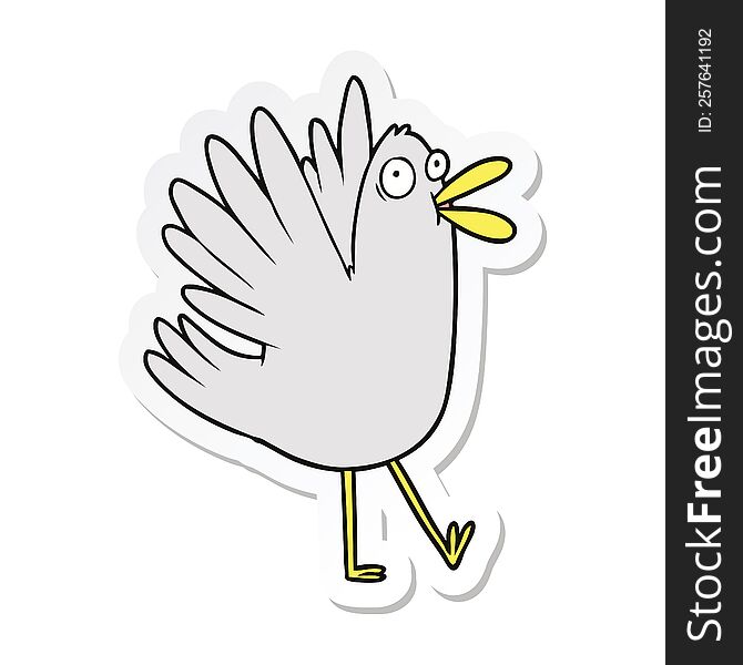 Sticker Of A Cartoon Bird Squawking