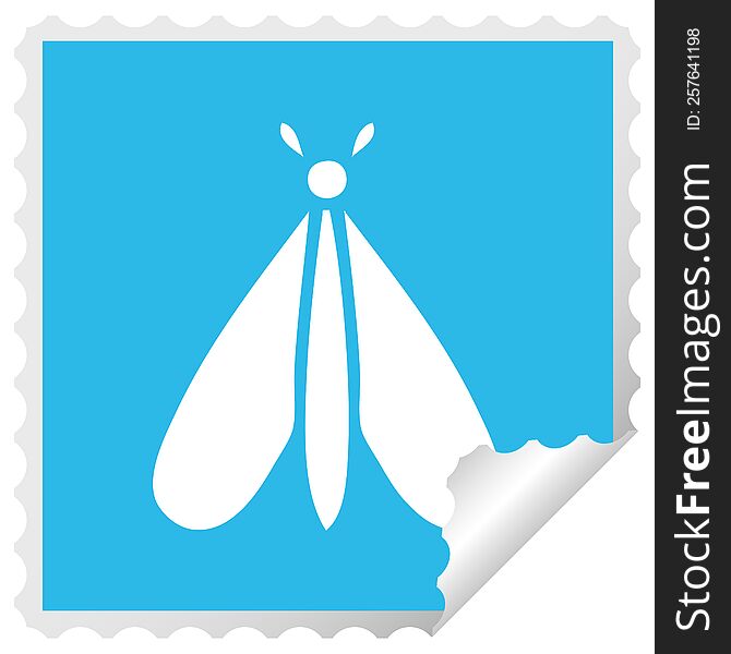square peeling sticker cartoon of a moth bug