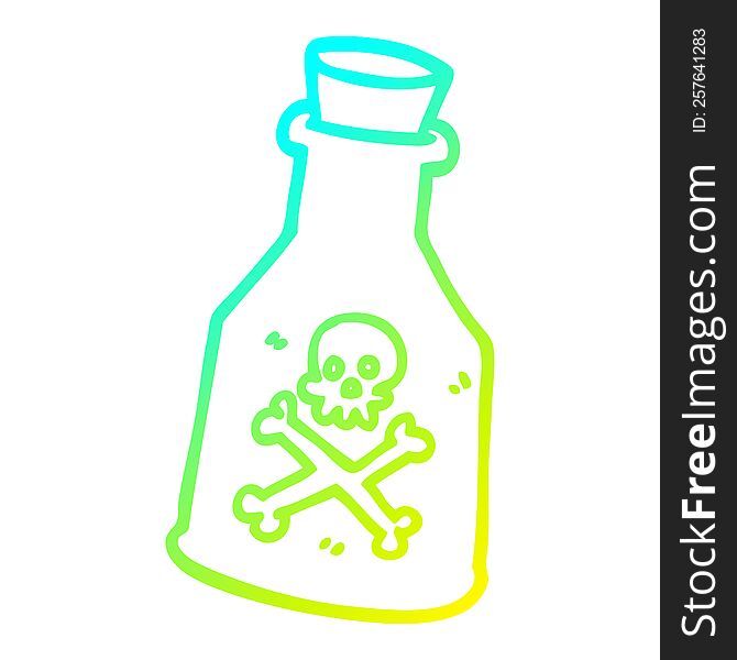 cold gradient line drawing of a cartoon poison bottle