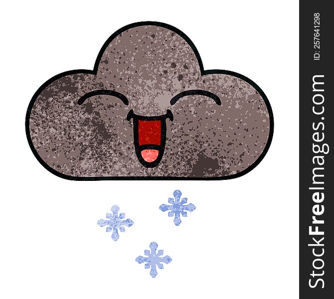 retro grunge texture cartoon of a storm snow cloud