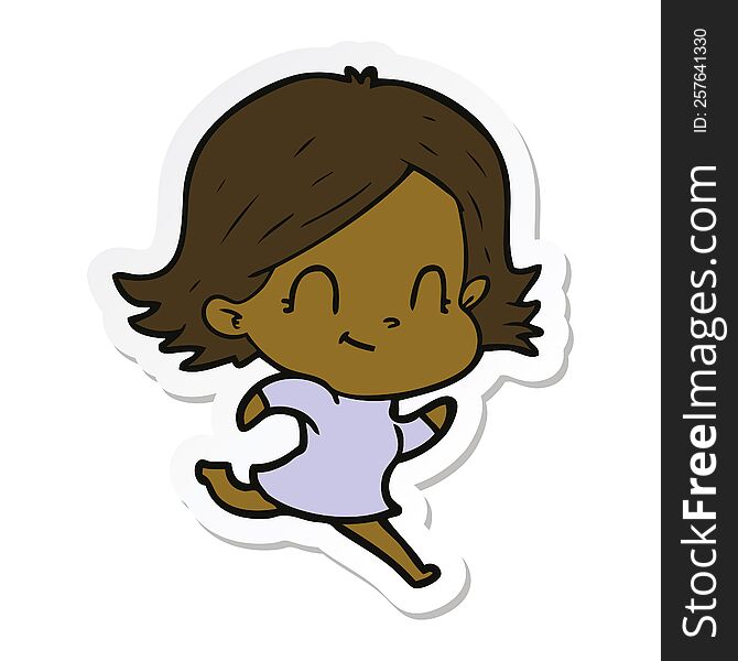 Sticker Of A Cartoon Friendly Girl