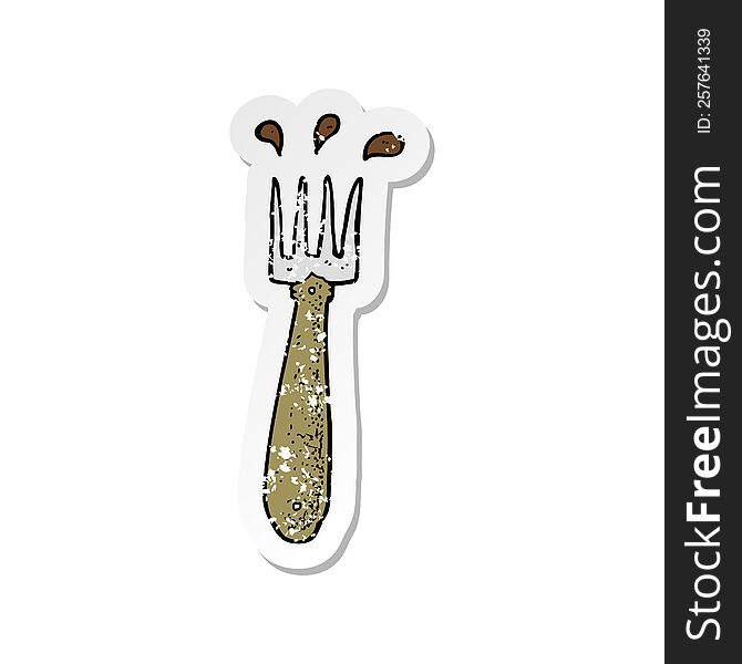 Retro Distressed Sticker Of A Cartoon Fork