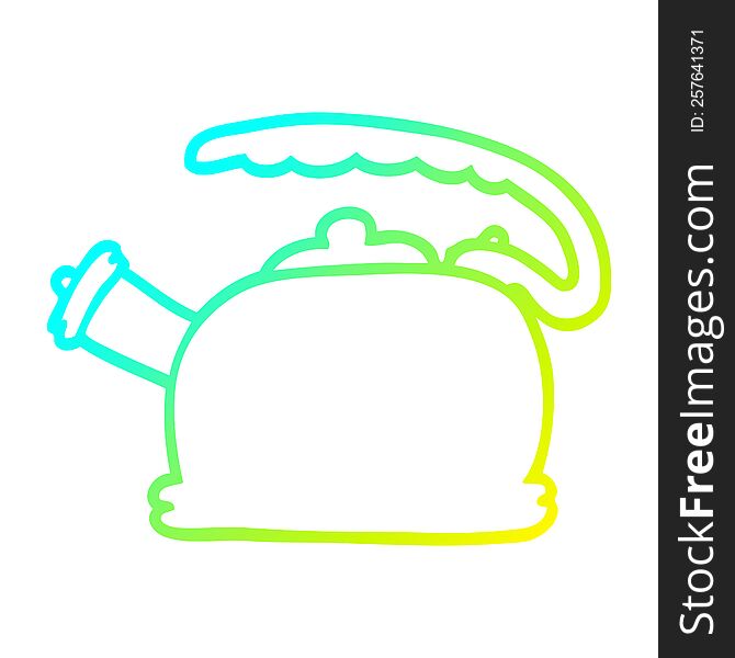 cold gradient line drawing of a cartoon whistling kettle