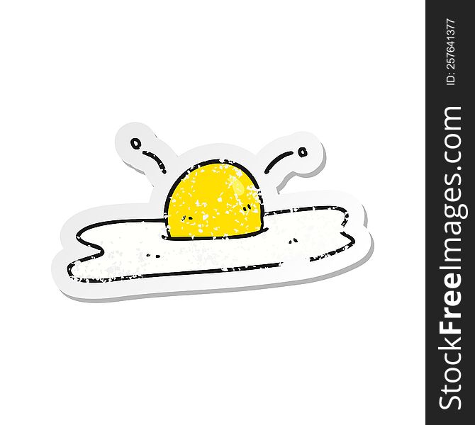 Retro Distressed Sticker Of A Cartoon Fried Egg