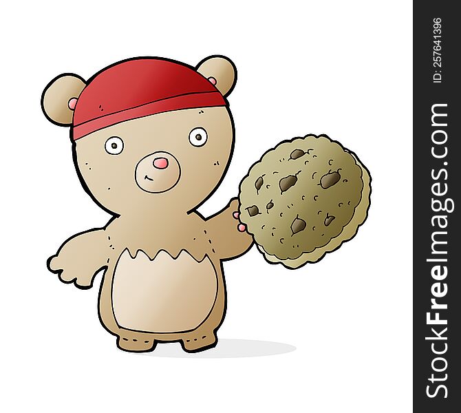 Cartoon Teddy Bear With Cookie