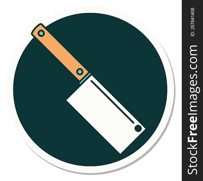 sticker of tattoo in traditional style of a meat cleaver. sticker of tattoo in traditional style of a meat cleaver