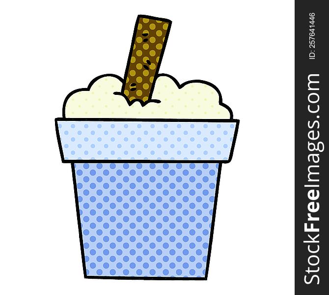 Quirky Comic Book Style Cartoon Ice Cream Pot