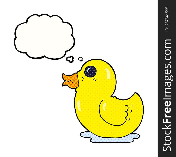 freehand drawn thought bubble cartoon rubber duck