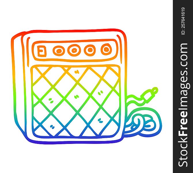 rainbow gradient line drawing of a cartoon retro speaker system