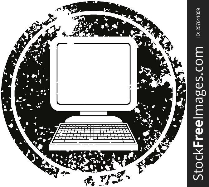 computer icon circular distressed symbol vector illustration. computer icon circular distressed symbol vector illustration