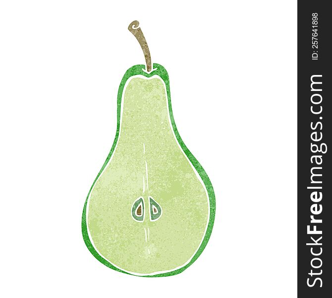 retro cartoon half pear