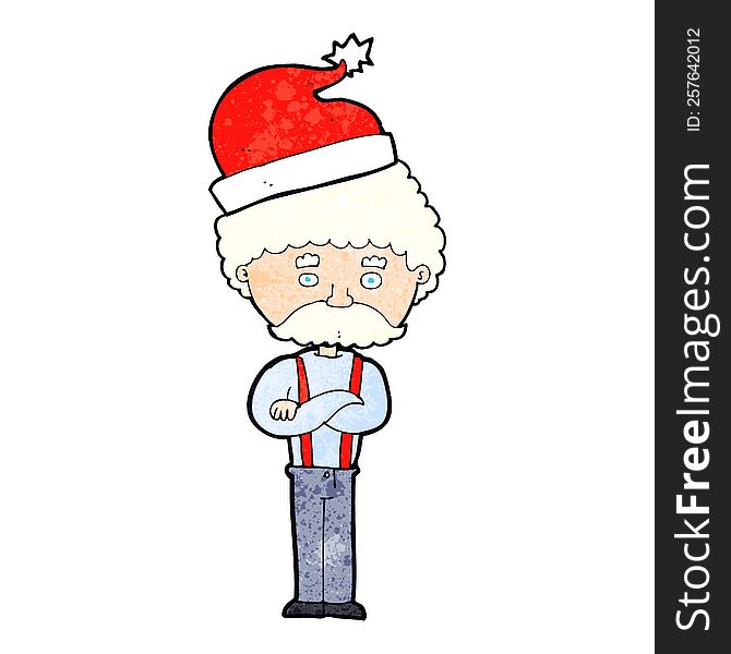 cartoon old man in christmas hat