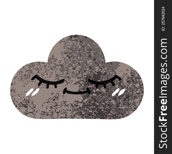 Retro Illustration Style Cartoon Storm Cloud