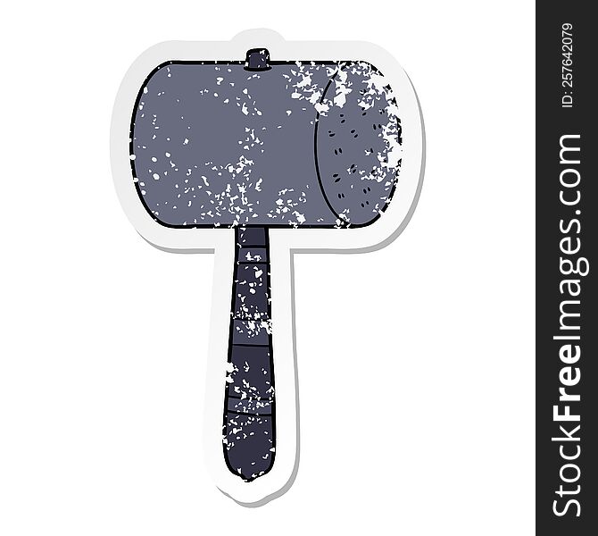 distressed sticker of a cartoon hammer