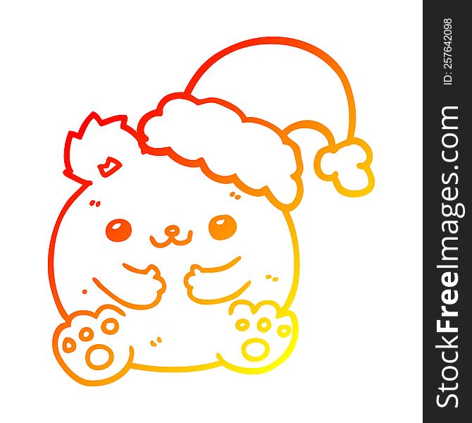 Warm Gradient Line Drawing Cute Cartoon Christmas Bear