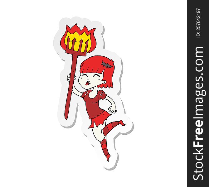 sticker of a cartoon devil girl