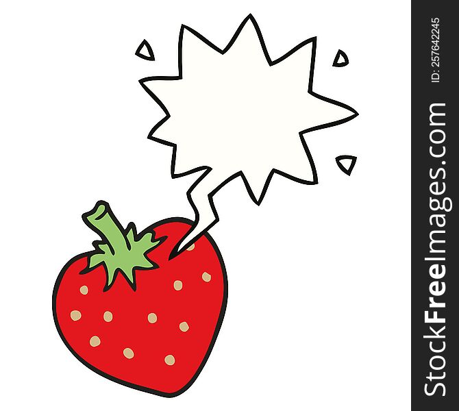cartoon strawberry with speech bubble. cartoon strawberry with speech bubble