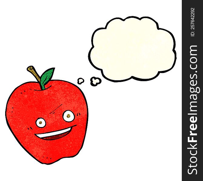 Cartoon Happy Apple With Thought Bubble