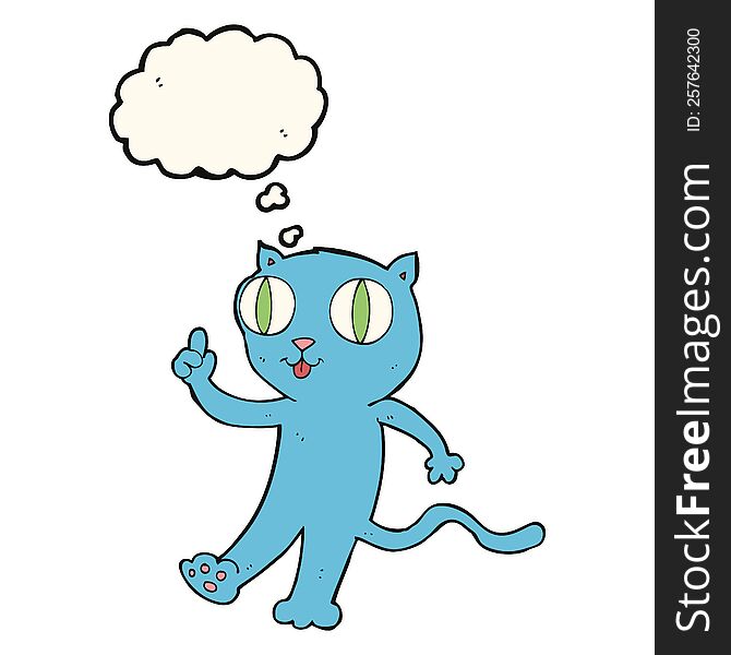 Cartoon  Cat With Idea With Thought Bubble