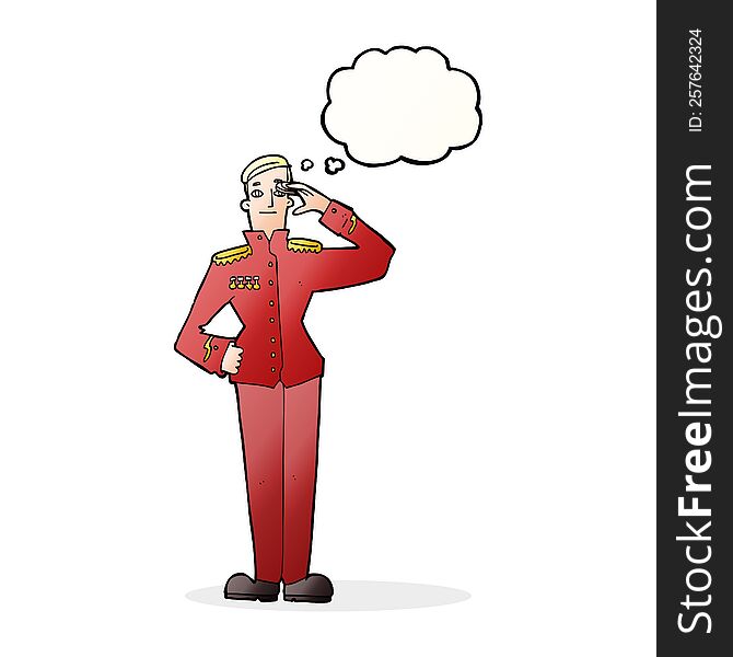 Cartoon Military Man In Dress Uniform With Thought Bubble