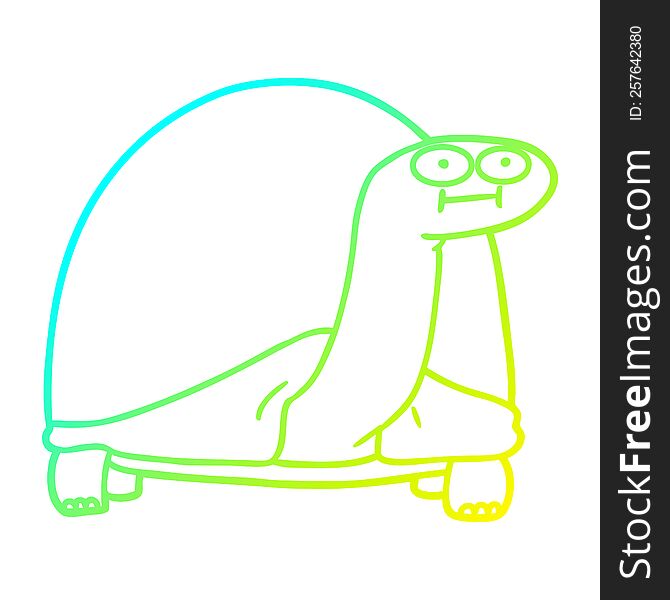 Cold Gradient Line Drawing Cartoon Tortoise