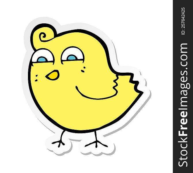 Sticker Of A Cartoon Funny Bird