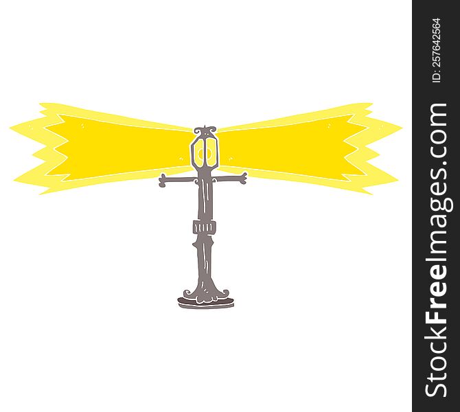 flat color illustration of a cartoon shining street lamp