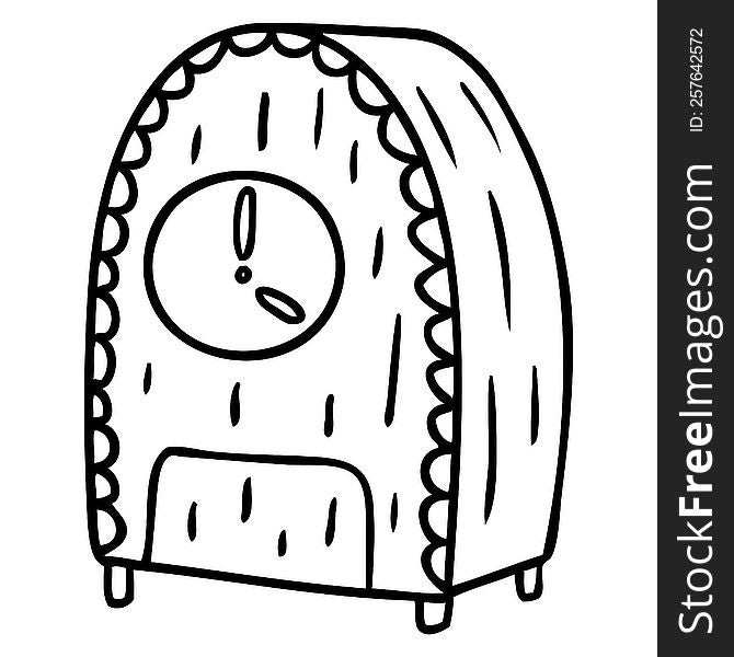 Line Drawing Doodle Of An Old Fashioned Clock