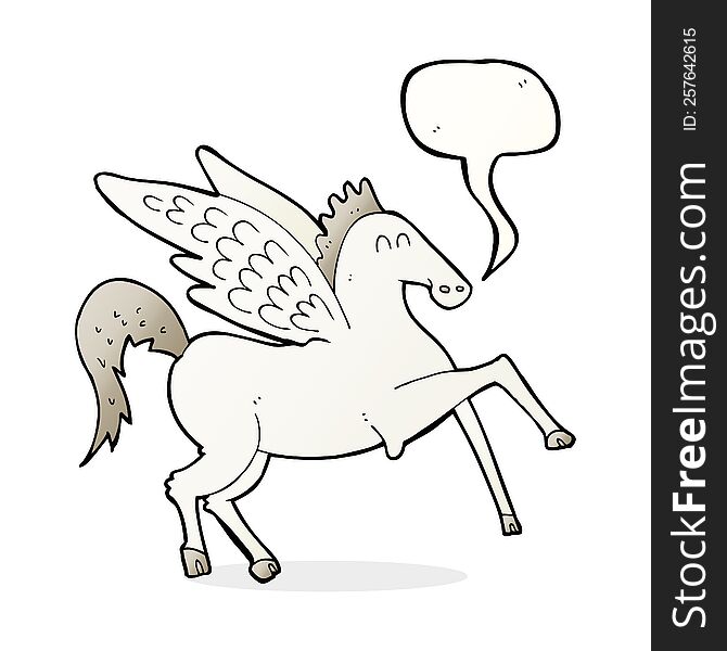 Cartoon Pegasus With Speech Bubble
