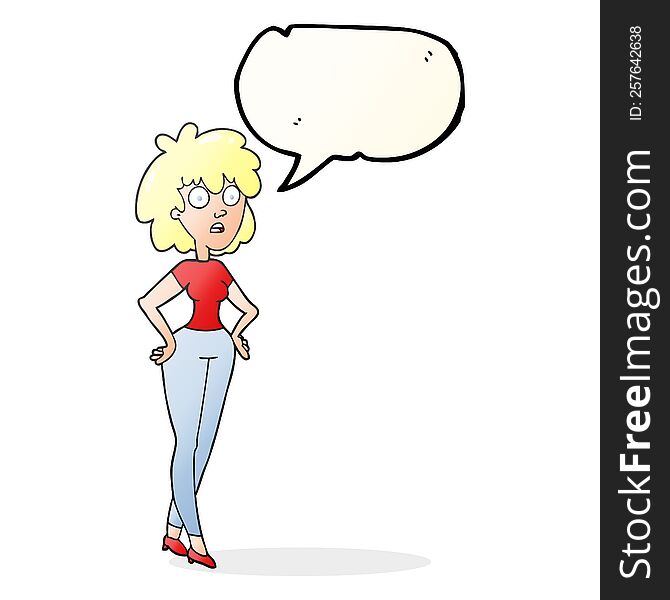 Speech Bubble Cartoon Surprised Woman