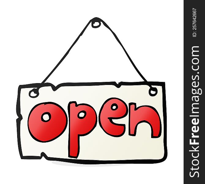 Cartoon Open Shop Sign